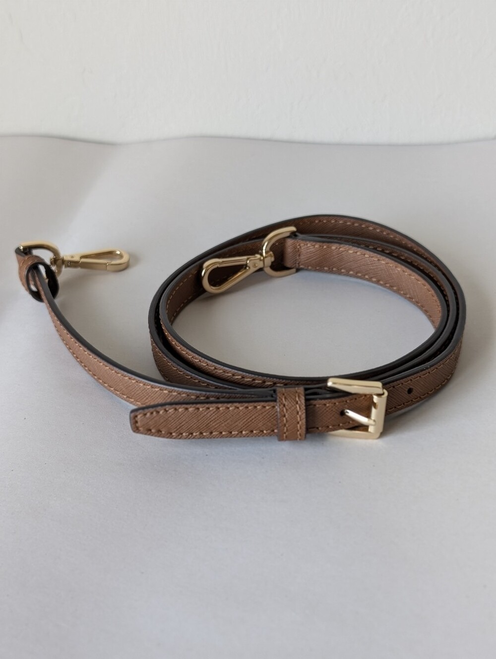 Michael Kors Brown Leather Strap Gold Hardware Replacement Adjustable 50.5" Long